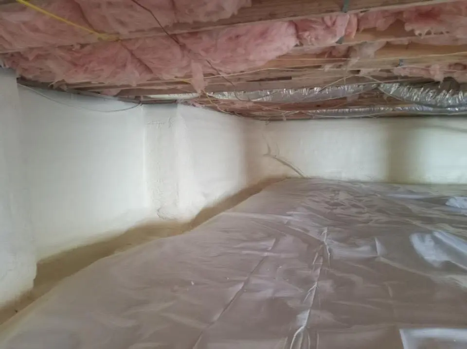 Crawl space encapsulation with closed-cell spray foam for Commercial Roof Restoration in Arden-Arcade
